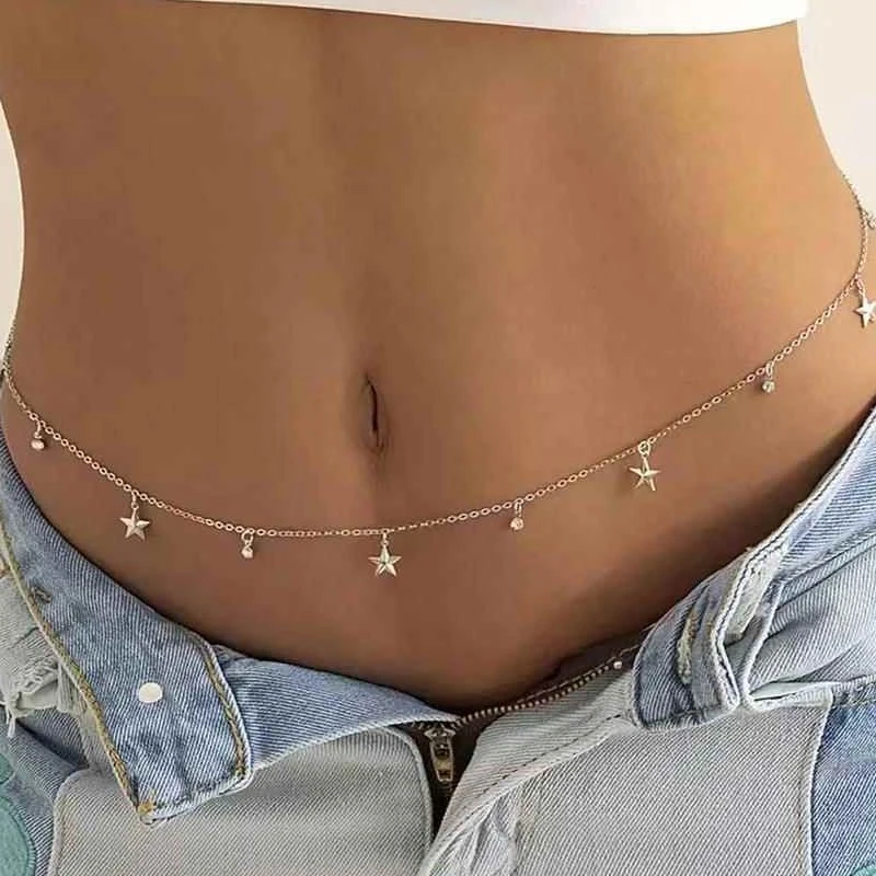 流苏性感几何沙滩比基尼身体链简约辣妹甜酷单层腰链女夏