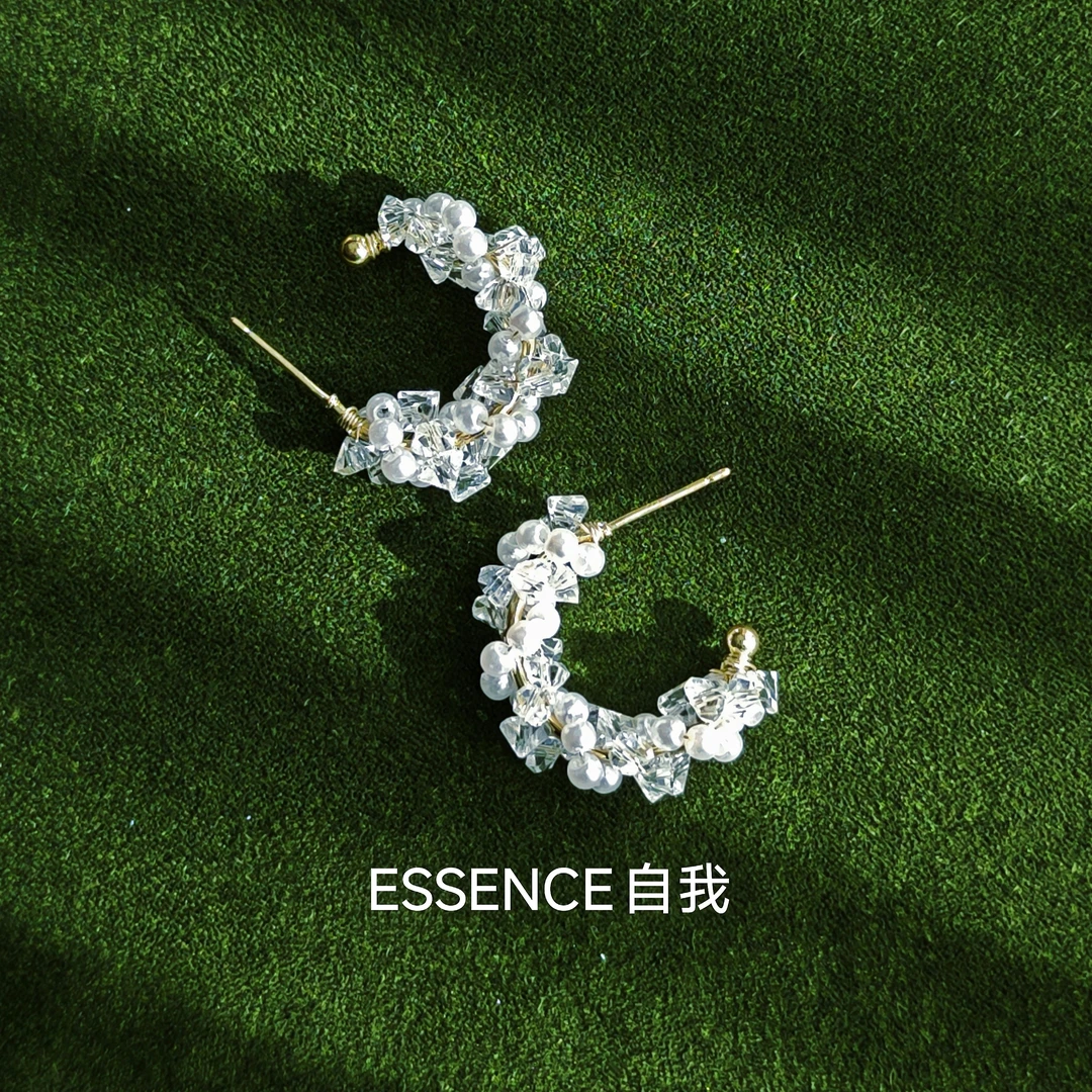 铜合金耳饰 925银针设计感耳环C型水晶甜美耳钉气质时尚高级耳饰