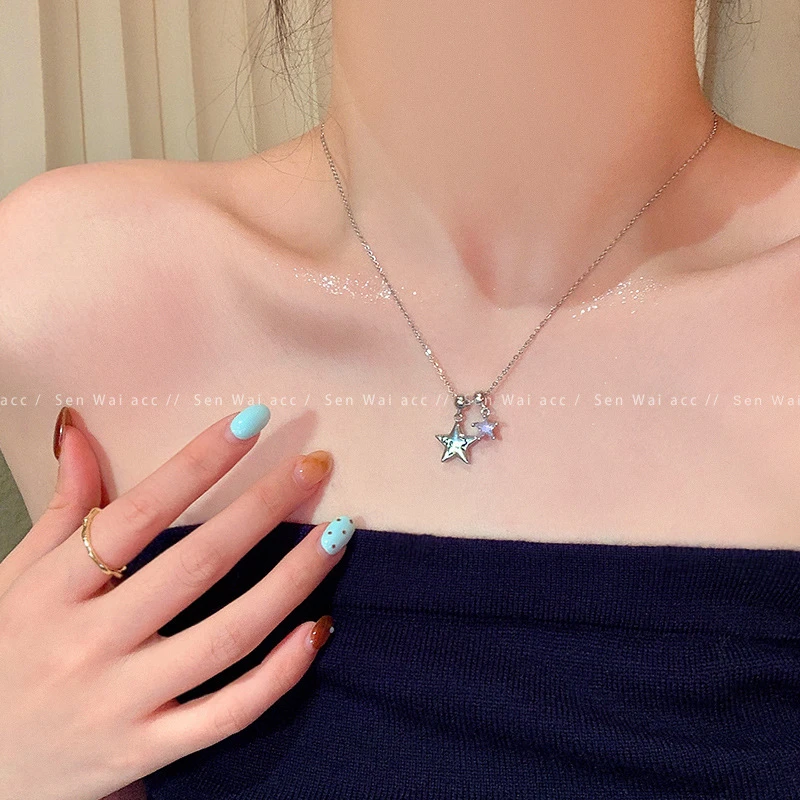 铜锆石项链 简约ins星星项链冷淡风气质五角星锆石锁骨链甜美时