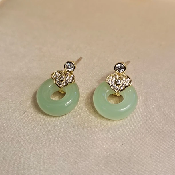 铜合金花岗石耳饰 高级时尚百搭耳钉