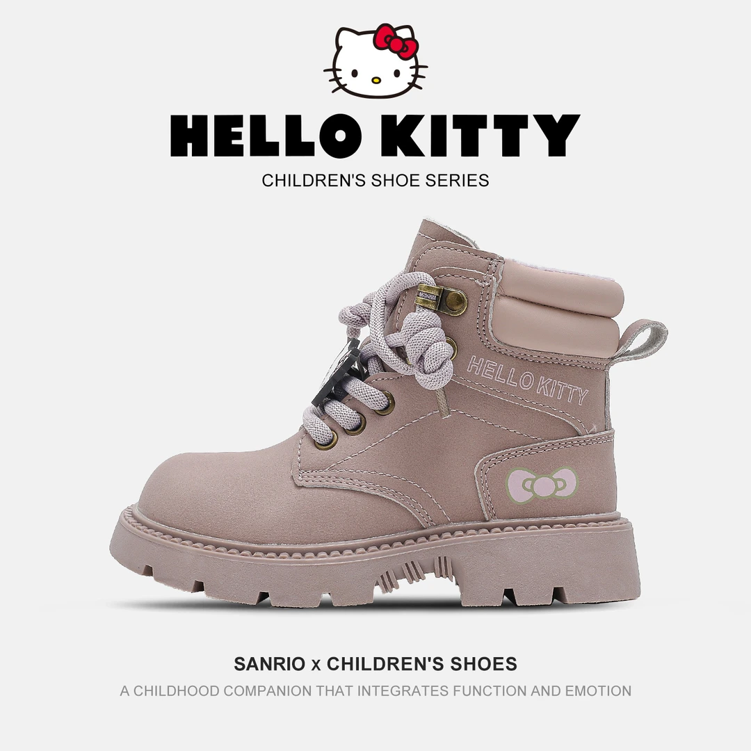 HELLO KITTY/凯蒂猫女童靴子加绒加厚户外保暖防滑童鞋冬季新款