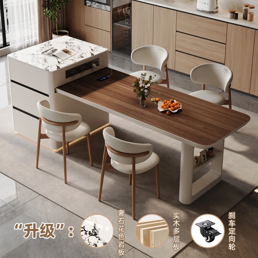 岛台餐桌一体2025新款爆款餐桌家用岛台中古风实木岛台餐桌一体