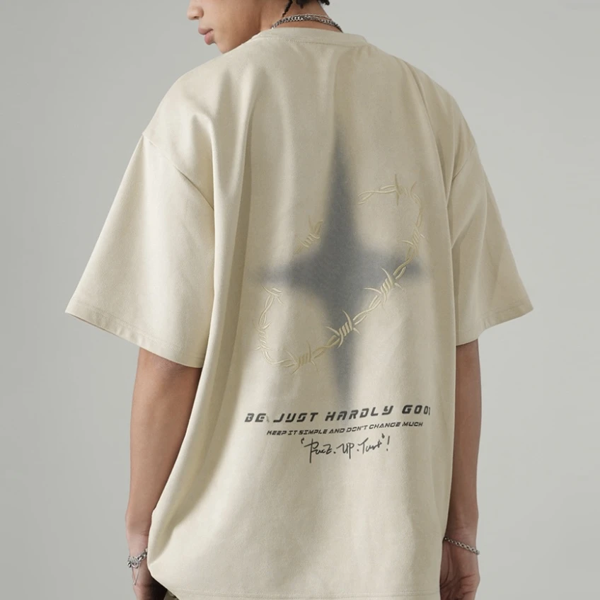 bj荆棘刺绣麂皮短袖t恤