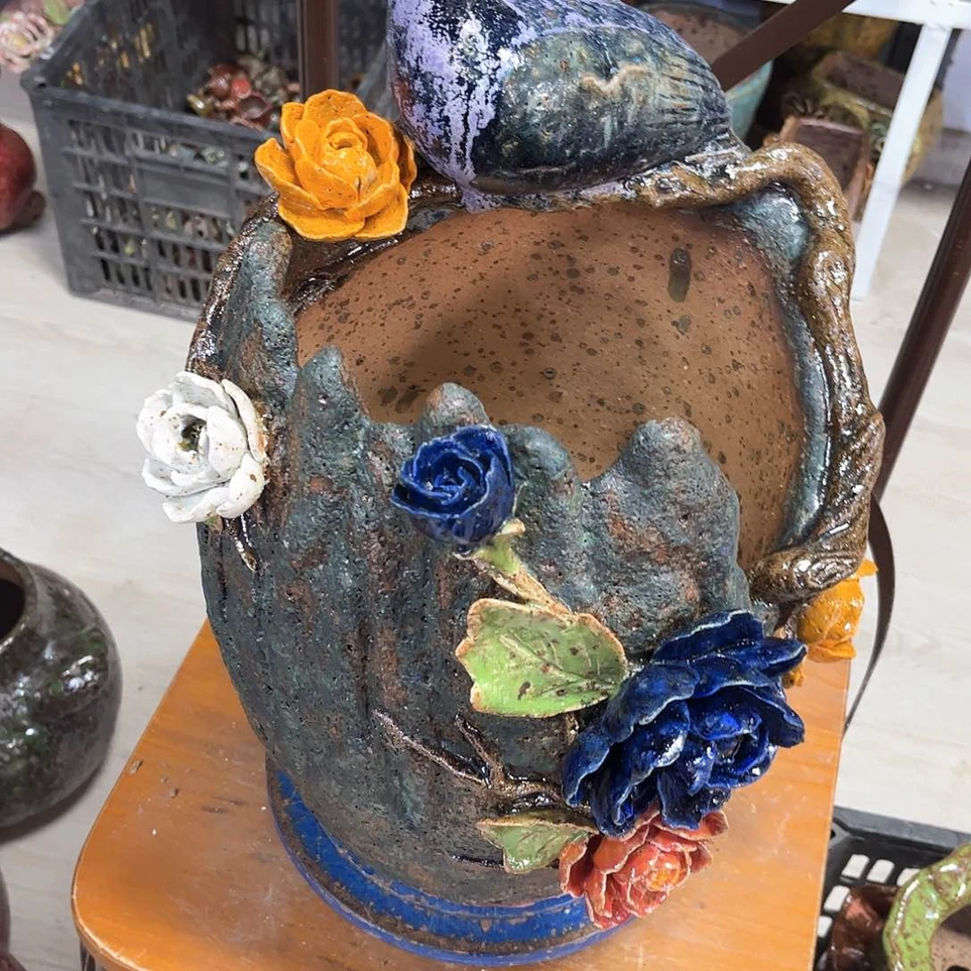 泥塑幸**儿古镇炻陶花盆