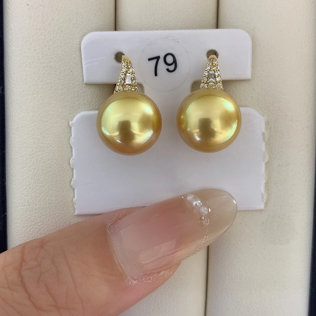 18K金镶嵌耳饰海水珍珠12/13mm