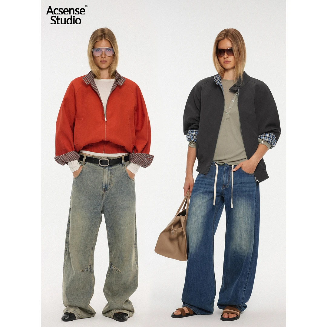 ACSENSE 无脑穿搭玩家立领多片裁剪两穿夹克日常宽松立领休闲外套