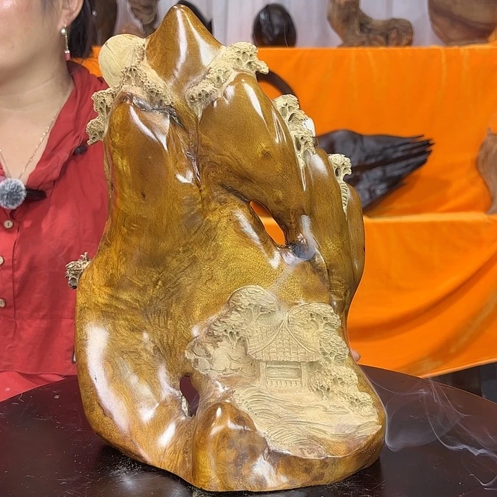 阴沉木金丝楠枯木料山水摆件