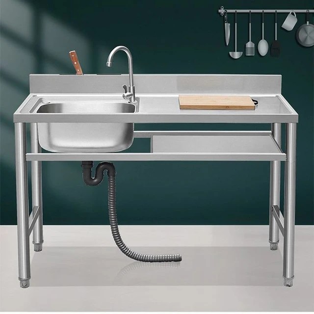 厨房304不锈钢水槽支架台面一体成型洗菜水池单槽洗菜盆套