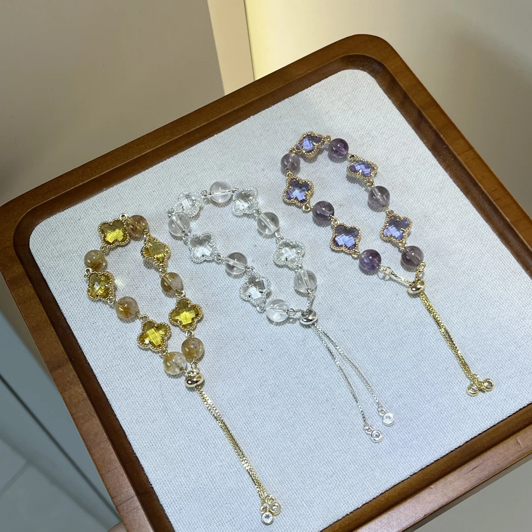 【炸炸炸】天然水晶紫水晶黄水晶白水晶原创小众设计手链