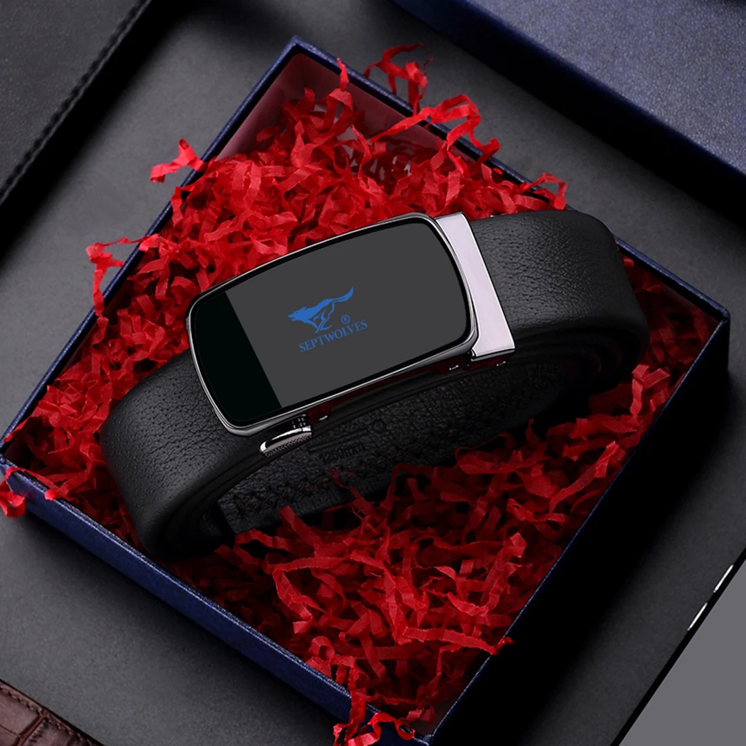 七匹狼皮带男士真皮纯牛皮自动扣腰带高档轻奢2025新款潮青年裤带