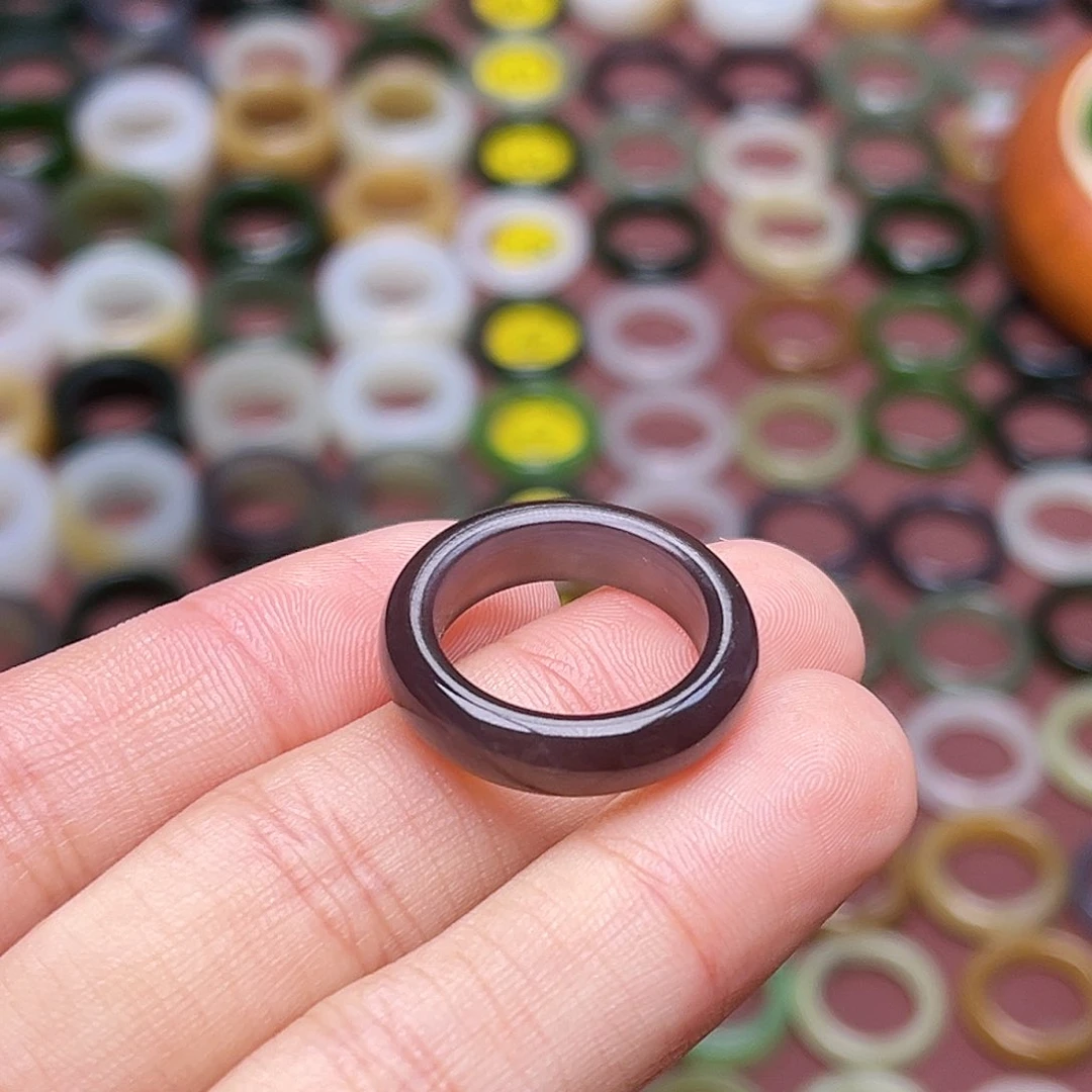 和田玉戒指未镶嵌14码冰底帝王紫