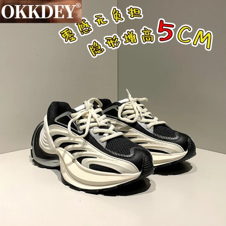 okkdey夏季XLG厚底男鞋机甲老爹鞋情侣复古百搭透气运动休闲跑鞋