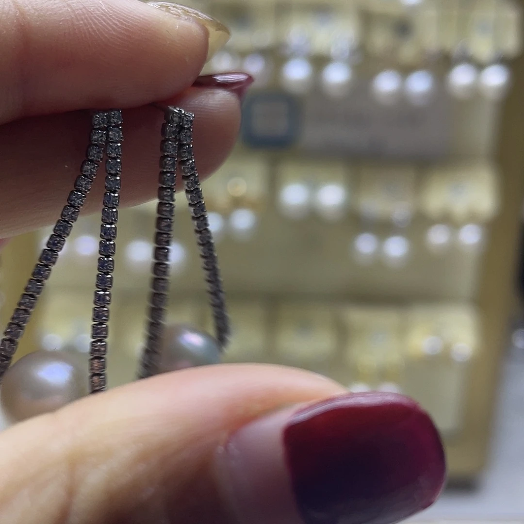 淡水珍珠耳饰银S925镶嵌