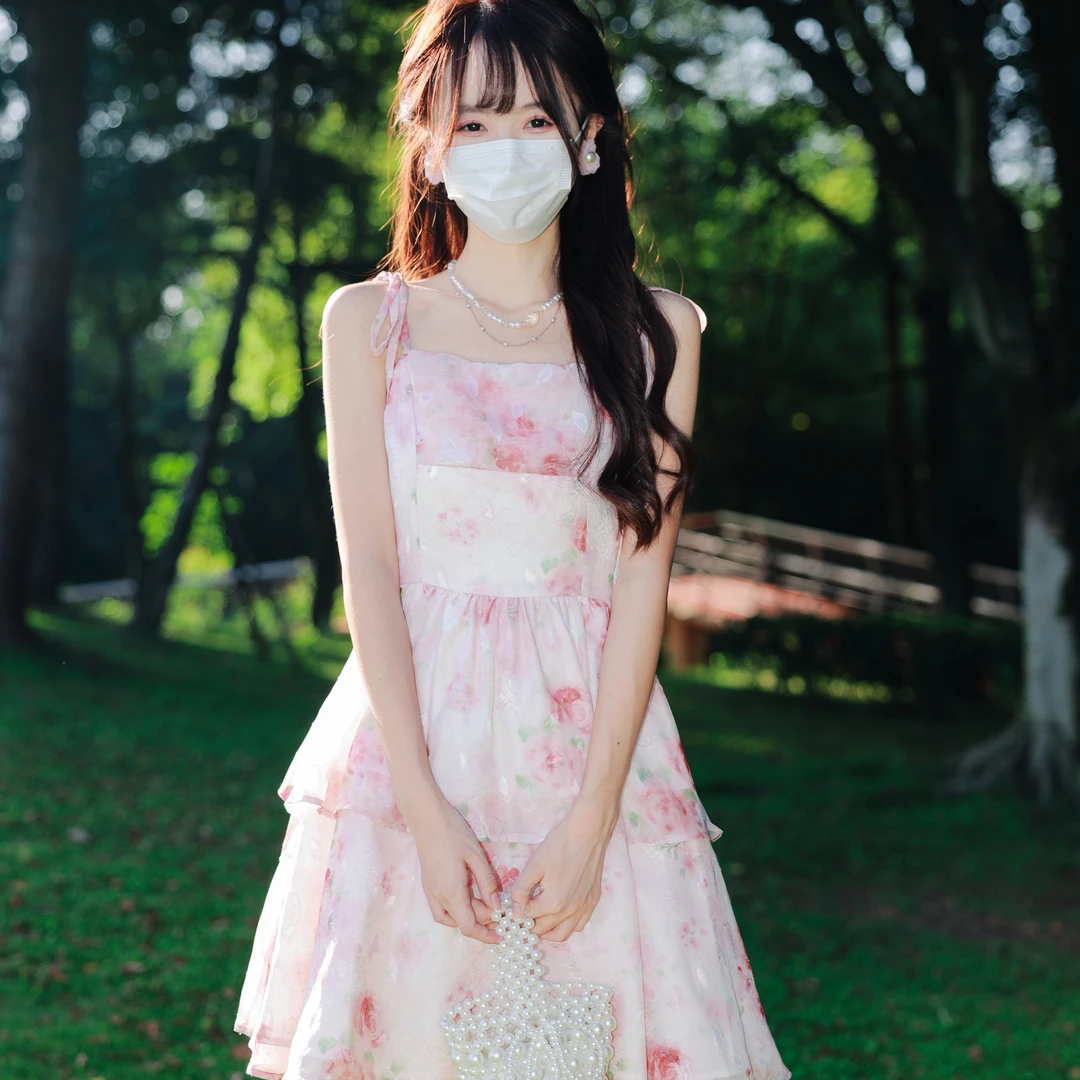 花崎鹿原创连衣裙优雅少女碎花裙诺曼底花园法式初恋温柔长裙超仙