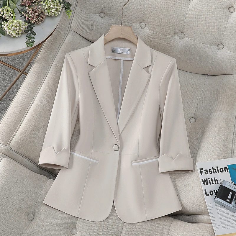 七分袖女通勤西装百搭女薄款夏季修身中袖气质西服小个子显瘦外套