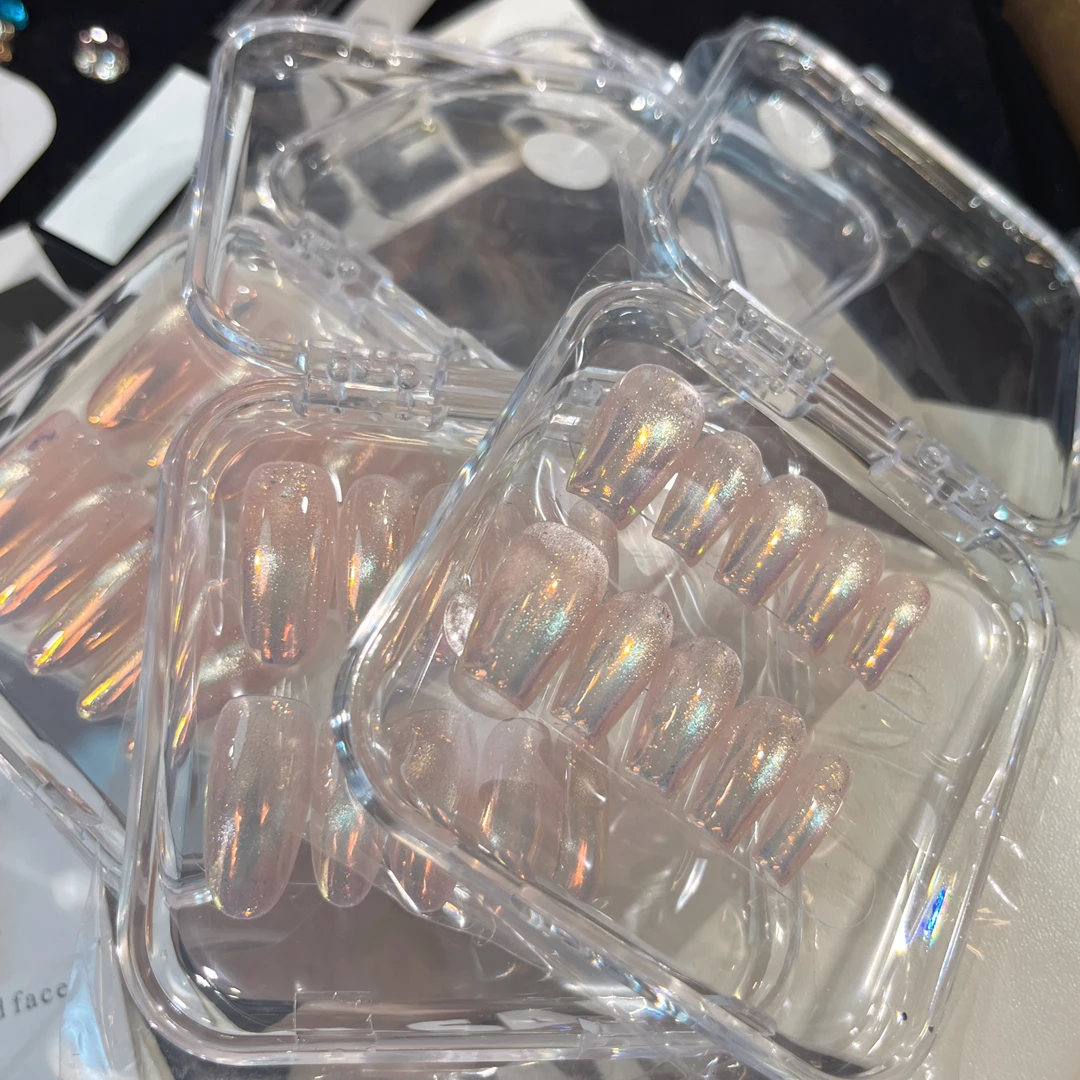 落日-壹心纯手工穿戴甲 美甲贴片可拆卸假指甲10片装穿戴甲