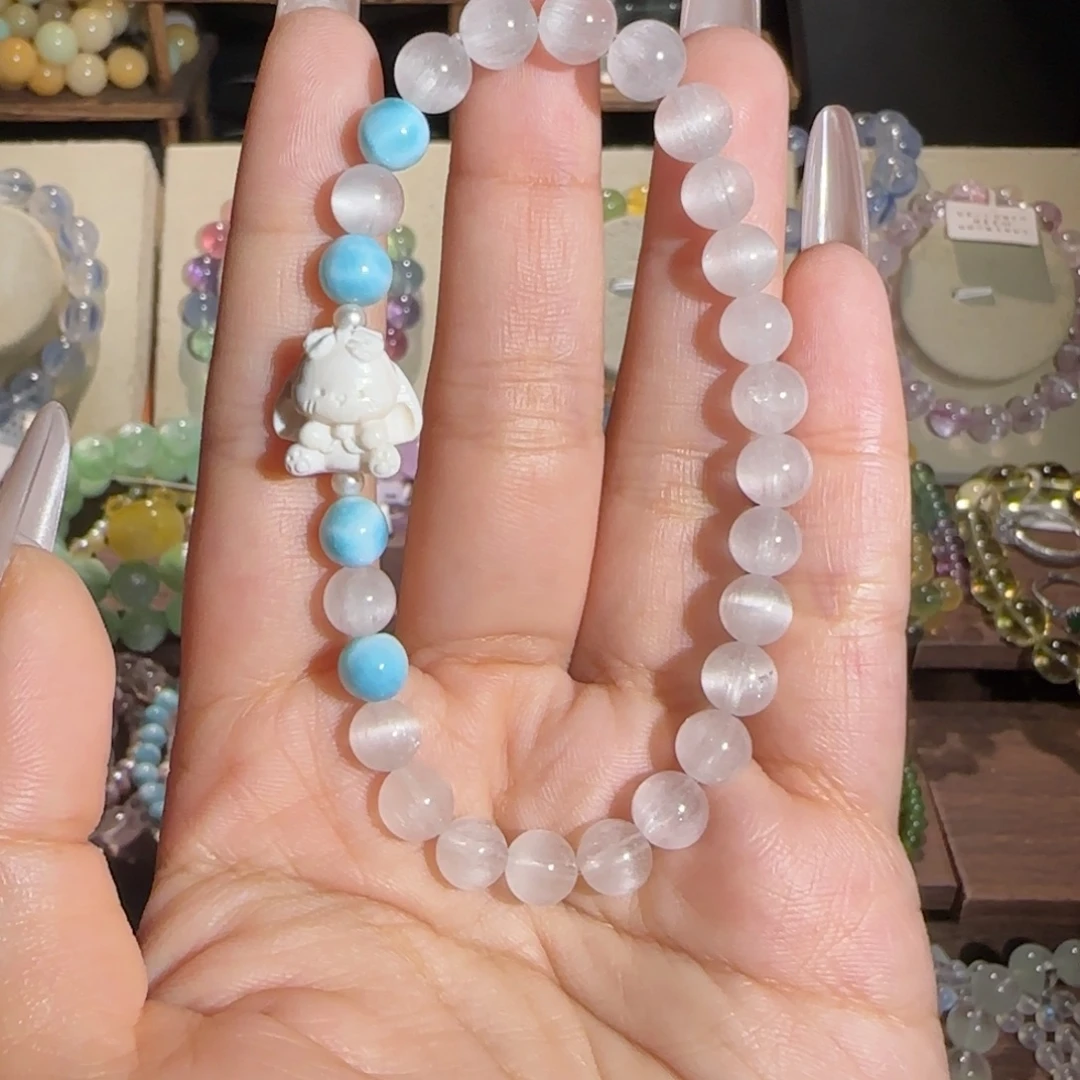 甜***恬水晶手链银S925镶嵌白兔