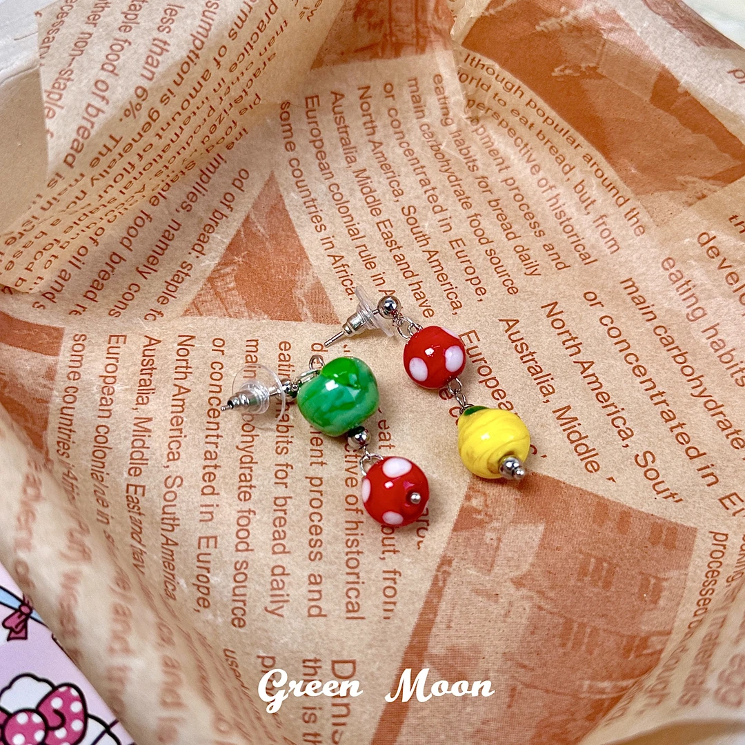 非金属仿水晶耳饰 【彩虹糖豆】小众个性可爱耳钉精致高级感C281