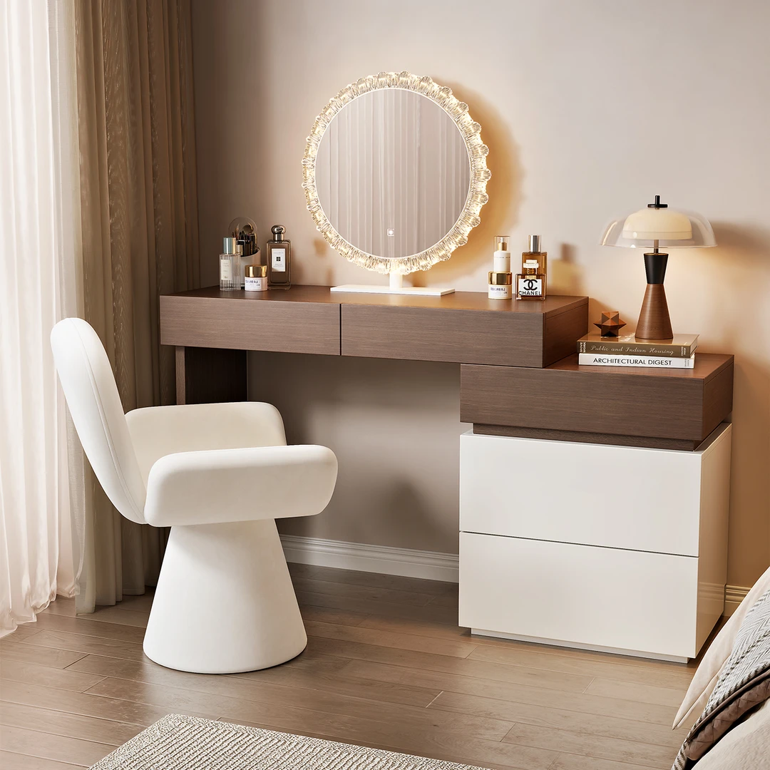 新款高级轻奢梳妆台床尾实木现代简约化妆桌收纳一体大储物化妆台