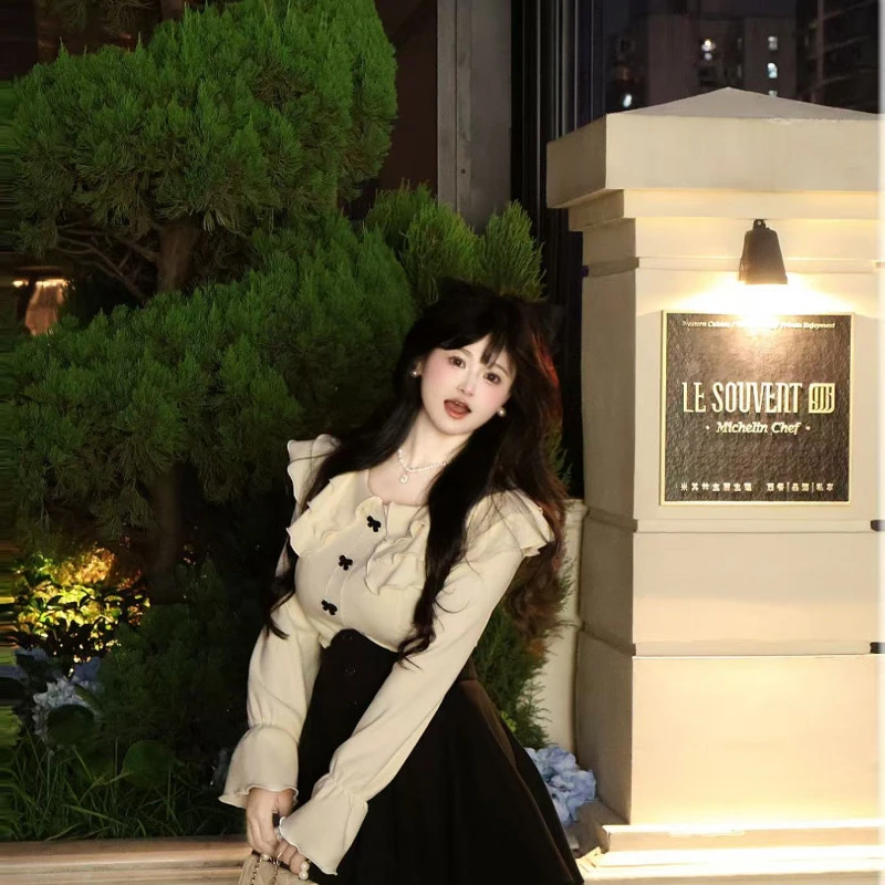 【初雪告白-上衣】10672大码胖mm娃娃领长袖上衣