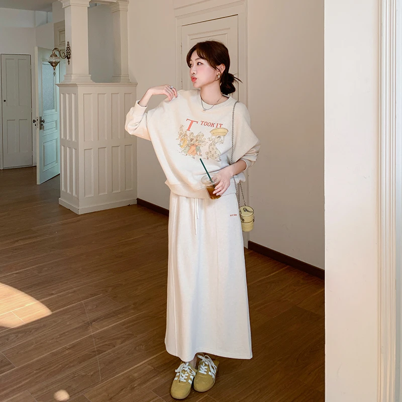 减龄气质时尚慵懒风美式穿搭一整套卫衣搭配半身裙两件套装女春秋