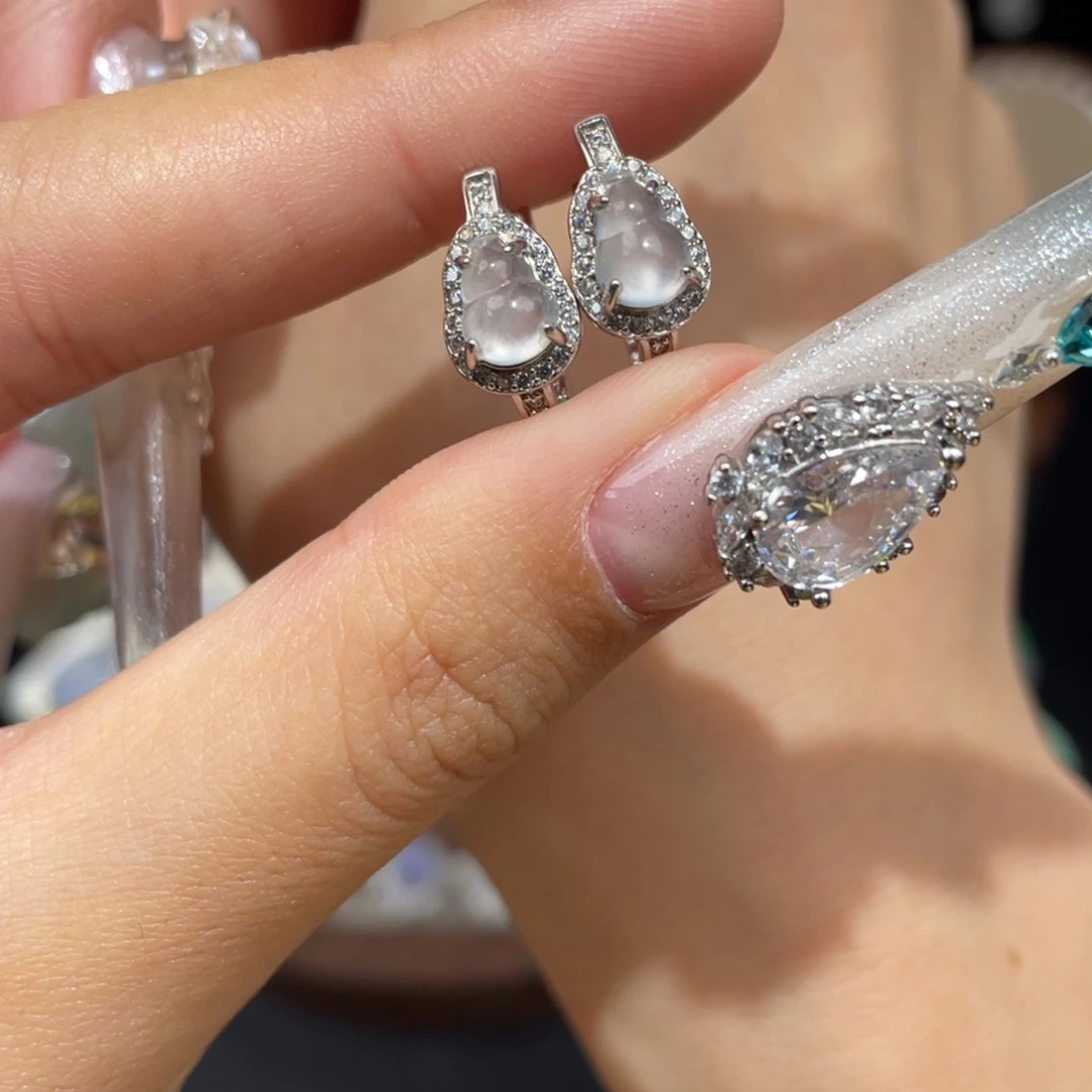 翡翠银S925镶嵌耳饰