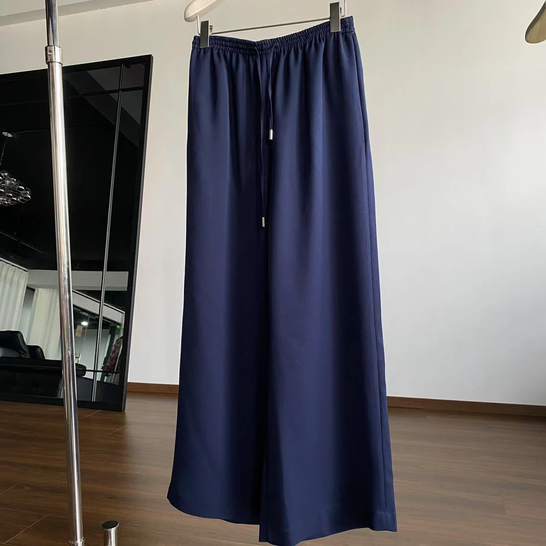 MNFK 三醋酸 宽松休闲抽绳 藏青色裤子 K0639