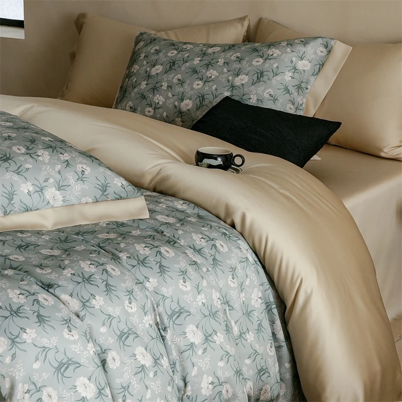 轻奢风冰丝四件套2025新款美式花卉夏季床上用品丝滑裸睡被套床单