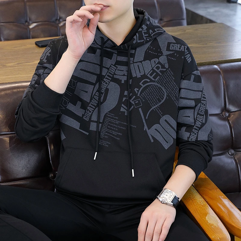 秋季新款连帽套头卫衣男款休闲宽松长袖早秋外穿卫衣男士卫衣长袖
