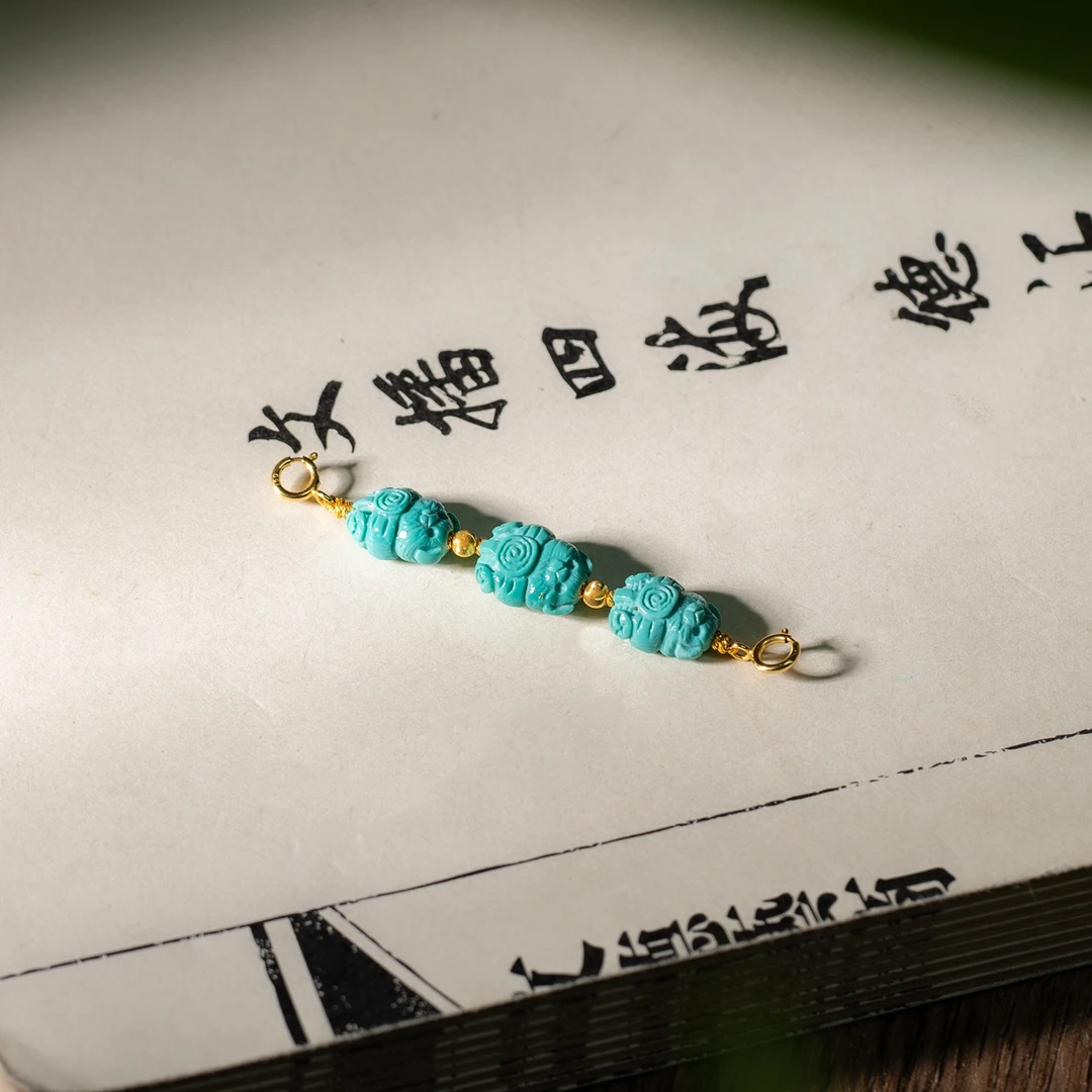 【世间臻宝】18K绿松石小熊DIY延长链吊坠/多样性发/Q1485/5cm±/5