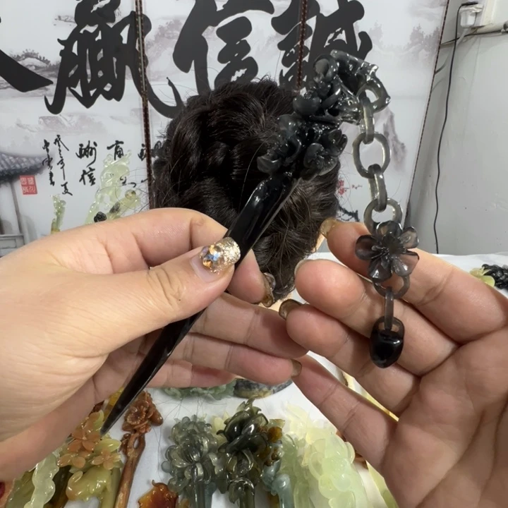 定制蛇纹石玉琳*毛货发饰