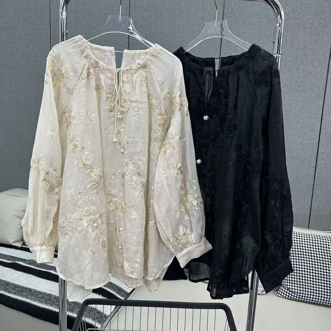 【娜娜推荐】S8733潮牌设计师重工刺绣麻料上衣