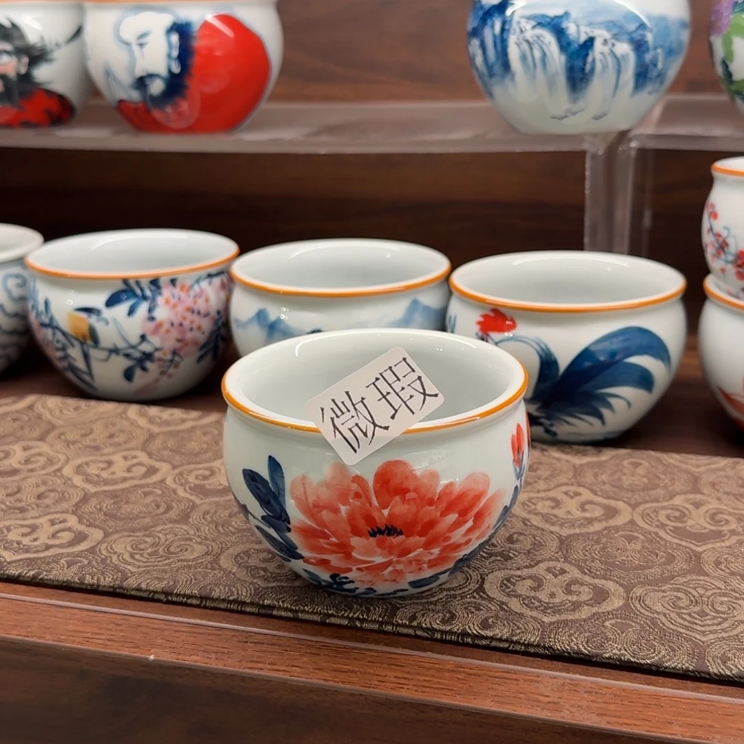 釉下手绘茶具微瑕