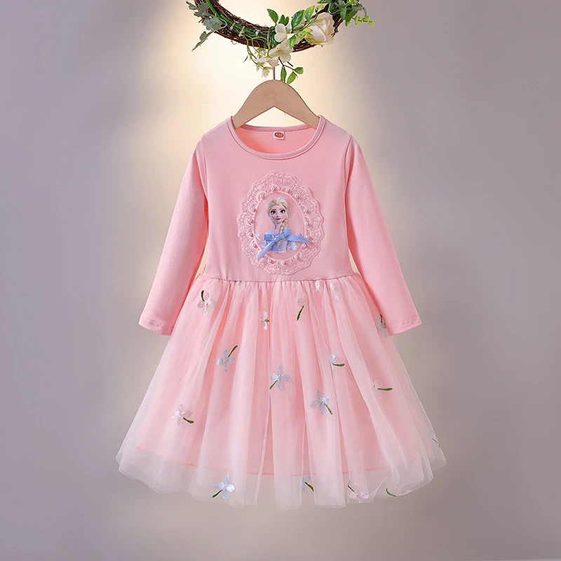 女童连衣裙冰雪奇缘春秋装爱莎公主裙洋气中大童装网纱长袖裙子