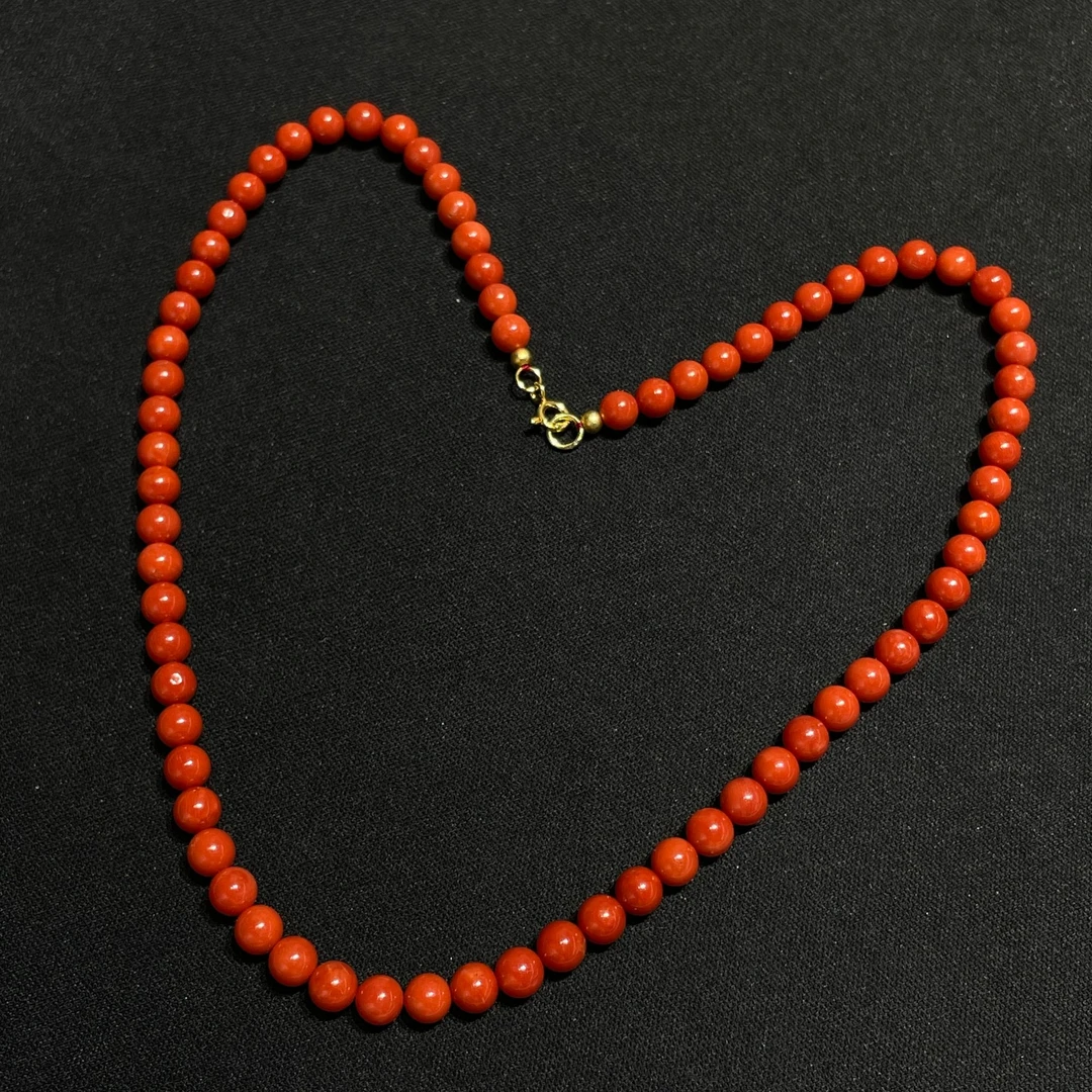 绛树珊瑚沙丁项链，径5.5左右，重15.82克