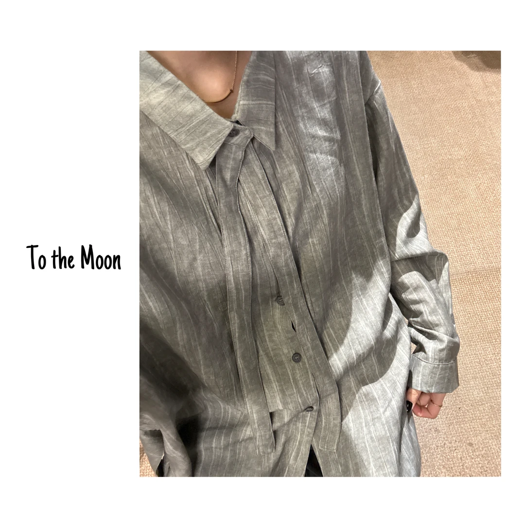 UpSd 原创【美丽总哀伤】飘带可收腰显瘦垂感百搭长袖宽松衬衫休闲