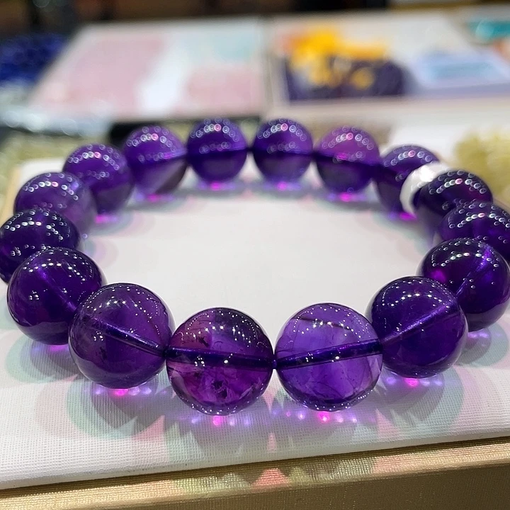 水晶珠宝半成品未镶嵌乌拉圭紫水晶13mm