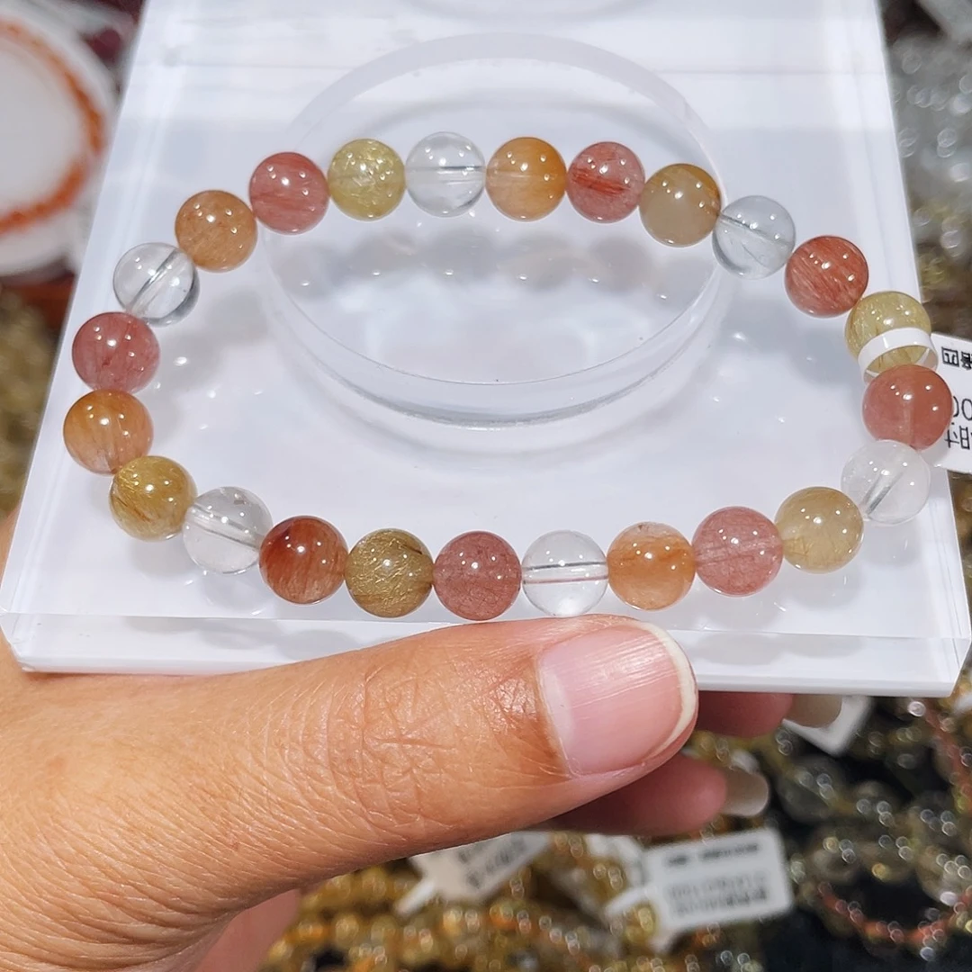 水晶未镶嵌手串彩兔毛8m