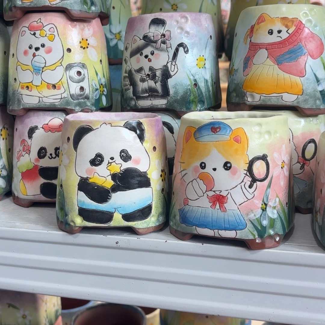 景德镇手绘花盆陶瓷7/9