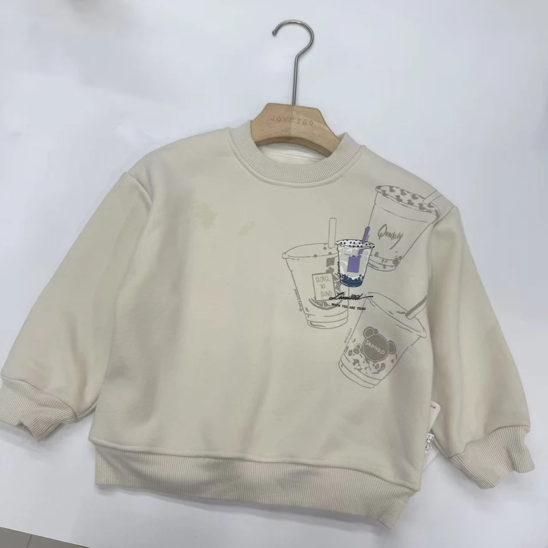 GZ【3217】饮料圆领加绒卫衣