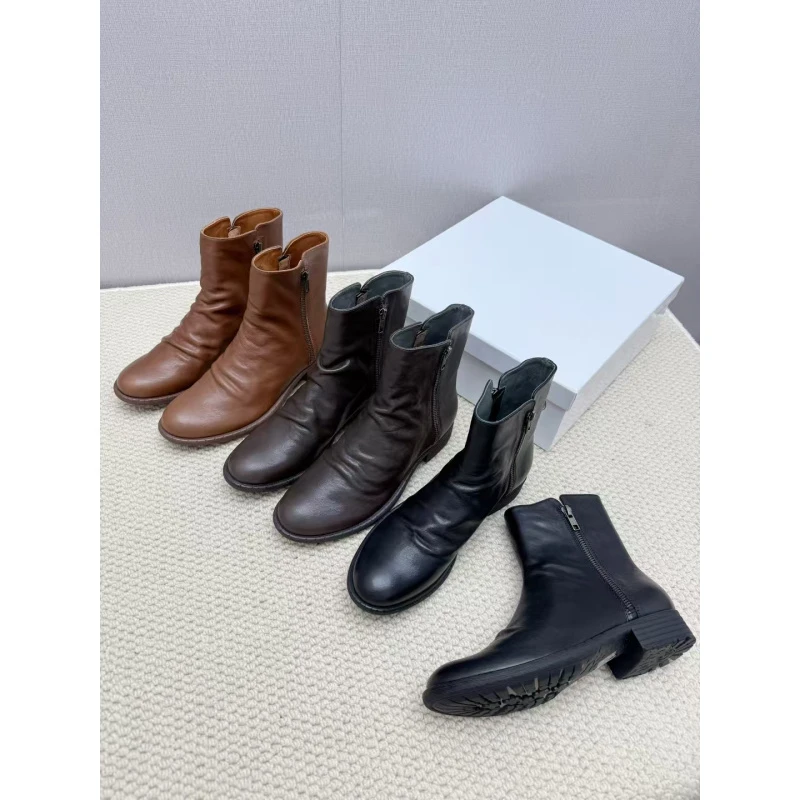 SACHA品牌植鞣小牛皮短靴BTMQ-6193