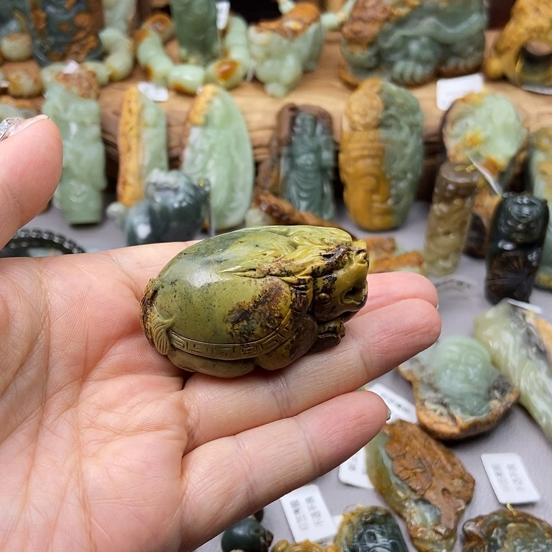 岫岩河磨玉（透闪石质玉）手把未镶嵌❻***深