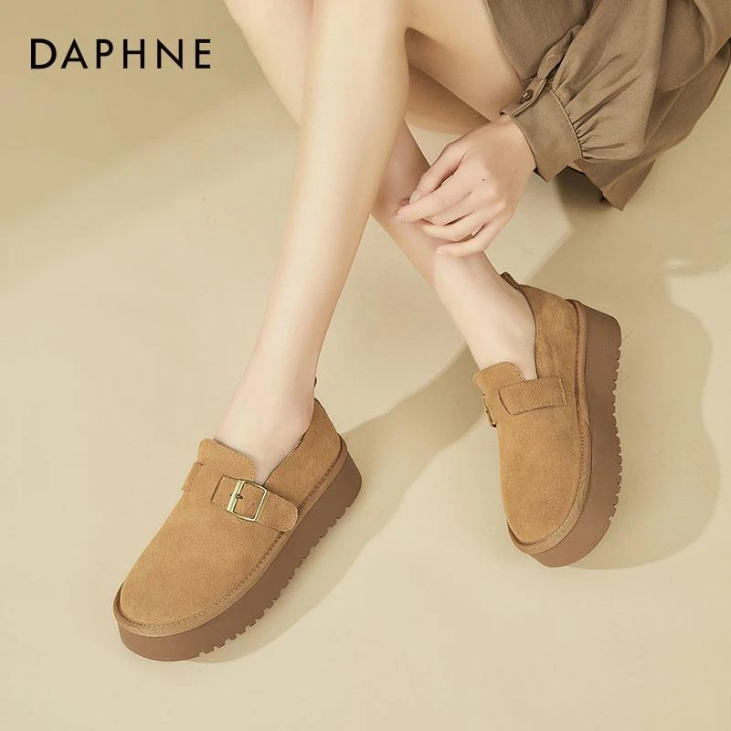 达芙妮复古勃肯鞋女鞋2025新款女鞋棕色懒人鞋小皮鞋厚底休闲单鞋