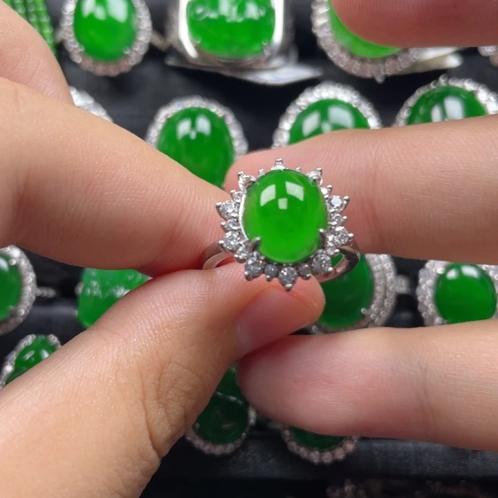 翡翠戒指银S925镶嵌