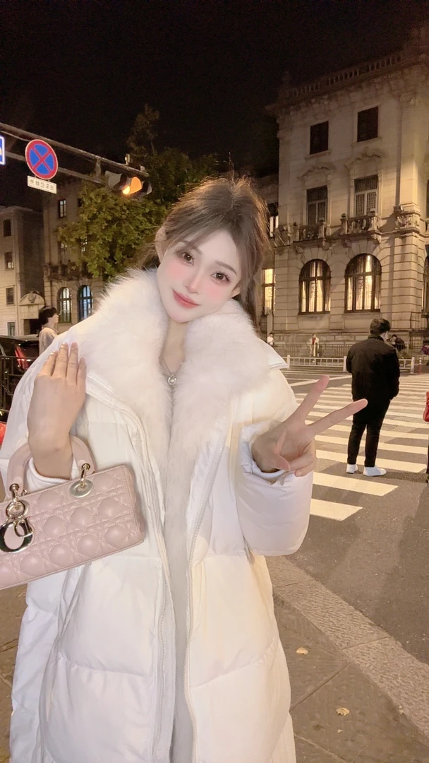 【真狐狸毛领】长款外套白色长款羽绒服女冬季2024高级感超好看