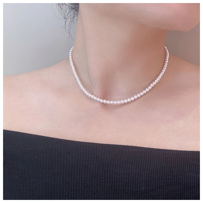 吊坠925银仿珍珠 珠珠项链baby珠气质时尚经典仙女百搭白色