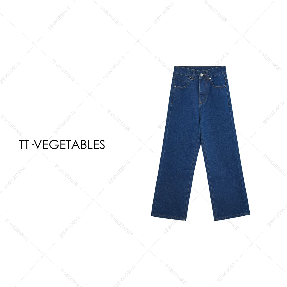 噢芬/小个子【茶歇】纯棉设计师百搭显瘦宽松直筒牛仔裤521779