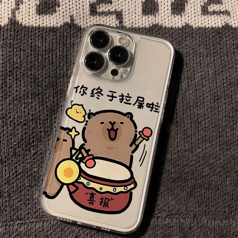 拉屎水豚太空手机壳适用于苹果15透明iphone14手机壳1312pro