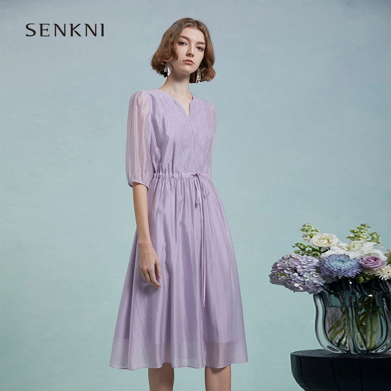 圣可尼精致镂空刺绣连衣裙女新款S161204ND