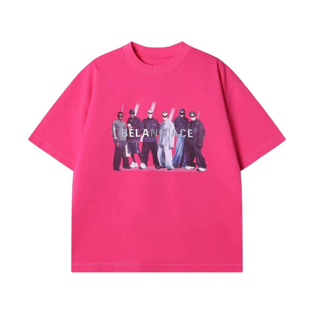 夏季高级感新款美式嘻哈人物字母印花宽松圆领短袖T恤百搭上衣